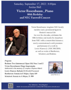 Victor Rosenbaum 80th Birthday and NEC Farewell Concert