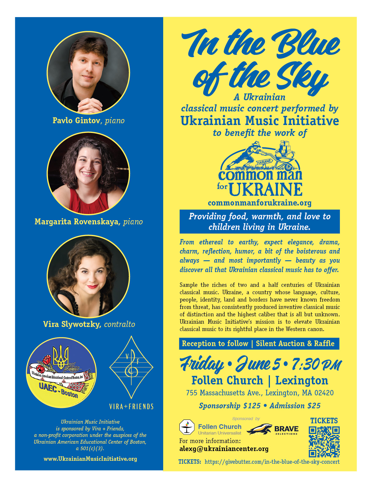 In the Blue of the Sky – Show Your Support for Ukraine's Children at Upcoming Ukrainian Music Fundraiser