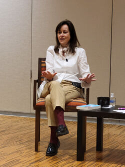 Margarita Gokun Silver presenting her book I Named My Dog Pushkin (and Other Immigrant Tales)