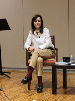 Margarita Gokun Silver presenting her book I Named My Dog Pushkin (and Other Immigrant Tales)