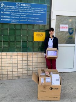 With our donors help we were able to buy medical supplies in Slovakia and deliver it to a hospital in Khmelnitsky where wounded soldiers are being treated.