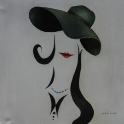 PRINT 200 $. 100x100 Oil on Canvas Lady in Black ליידי בשחור (1)