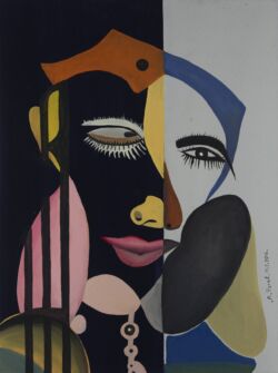 PRINT 200 $. 100x100 Oil on Canvas Lady in Black ליידי בשחור (7)