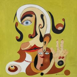 PRINT 200 $. 100x100 Oil on Canvas Lady in Black ליידי בשחור (9)