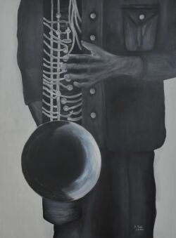 PRINT 200 $. 90X120 OIl on canvas Saxophone סקסופון