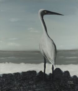 PRINT 200$. 85X100 OIl on canvas Heron אנפה