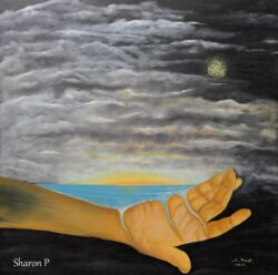 PRINT - 300$. 120X120 Oil on canvas Let There Be Light יהי אור