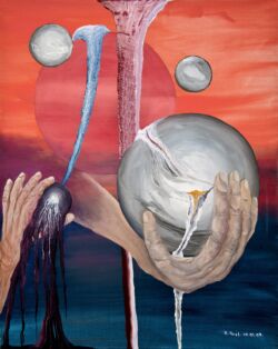 Original Available. 85X100 Oil on canvas World Creation Galaxy A-7 בריאת העולם A-7